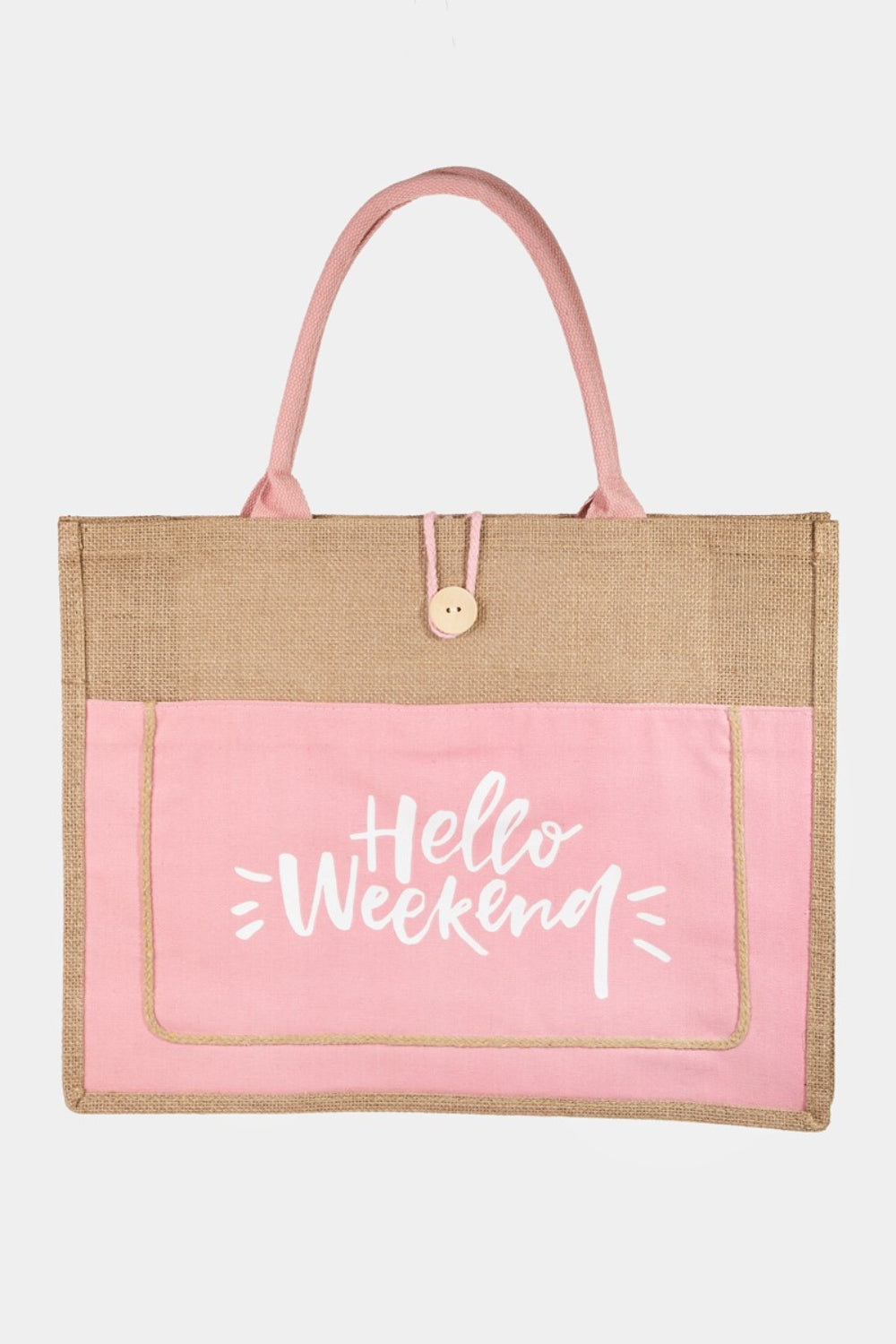 Hello Weekend Burlap Tote Bag *Multiple Color Options*