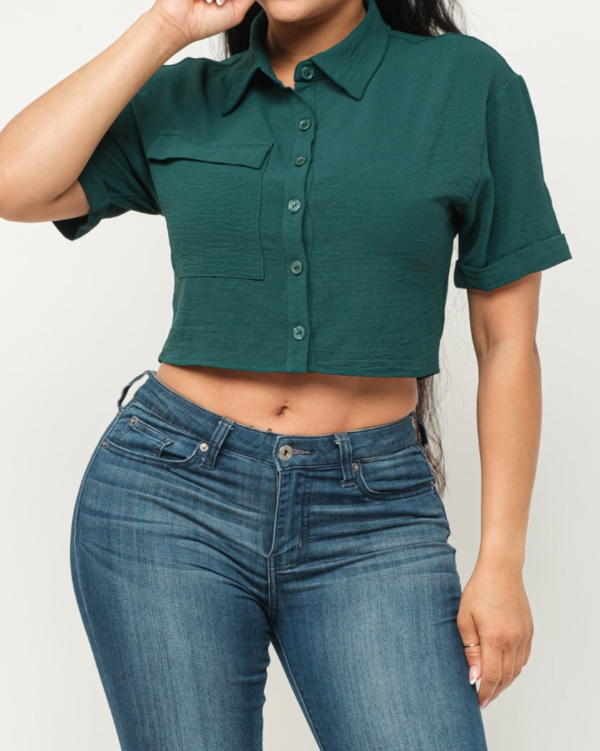 The Jackie Button Down Cropped Top