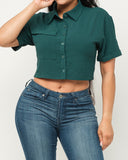 The Jackie Button Down Cropped Top