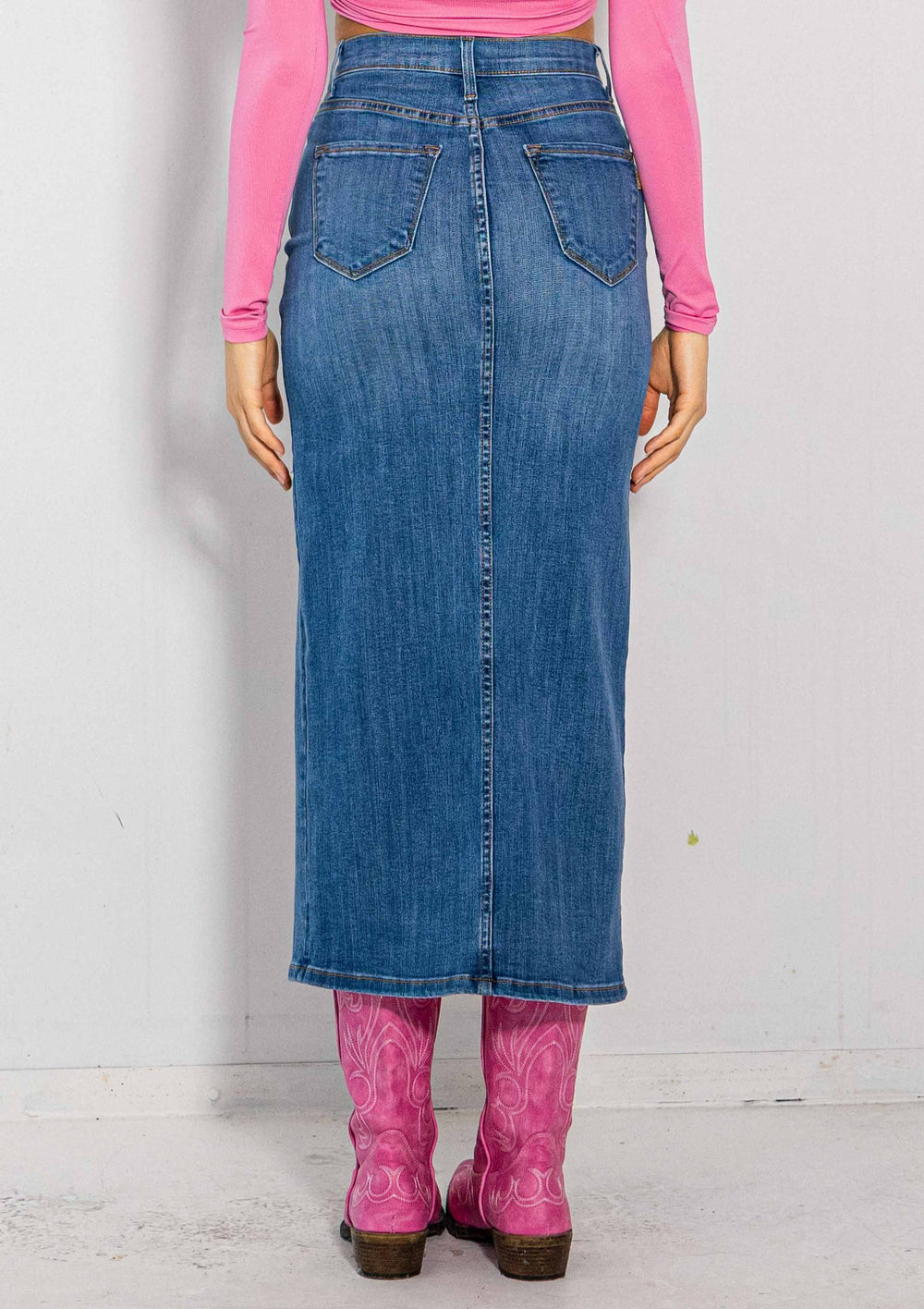 Y2K Front Slit Denim Skirt