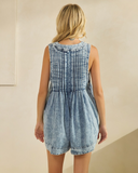 Oh So Pearly Pleated Denim Romper