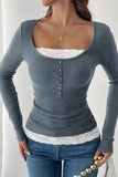 Lace Detail Ribbed Top *Multiple Color Options*
