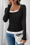 Lace Detail Ribbed Top *Multiple Color Options*