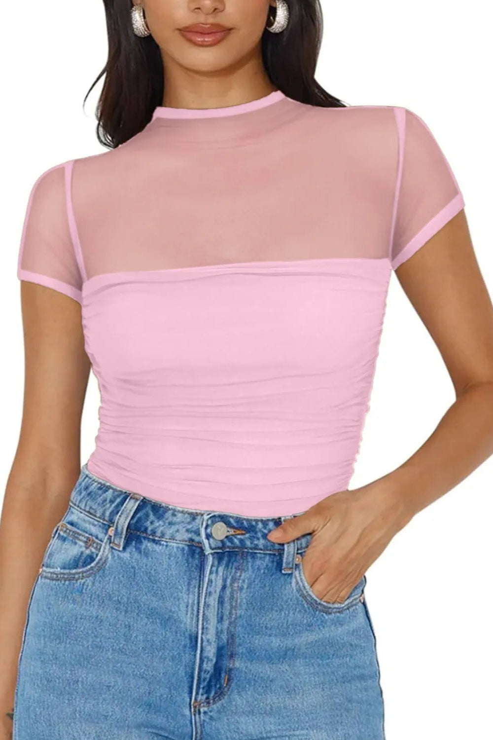 Mesh Short Sleeve Top *Multiple Color Options*