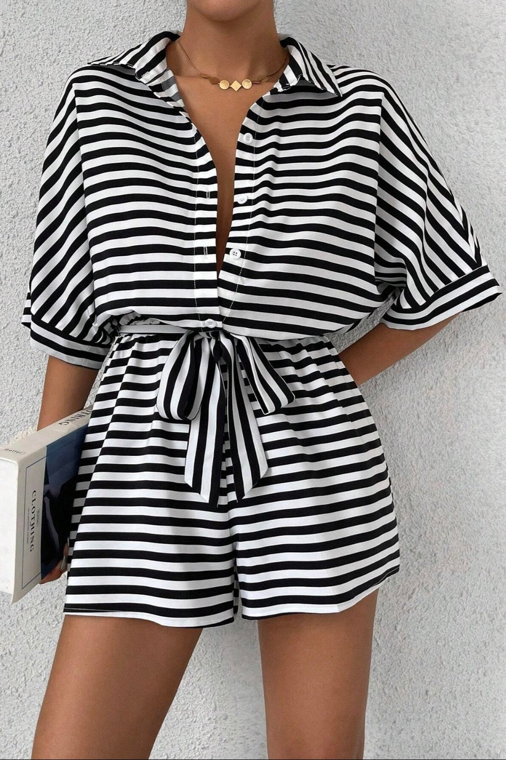 Tie Waist Striped Romper *Multiple Color Options*