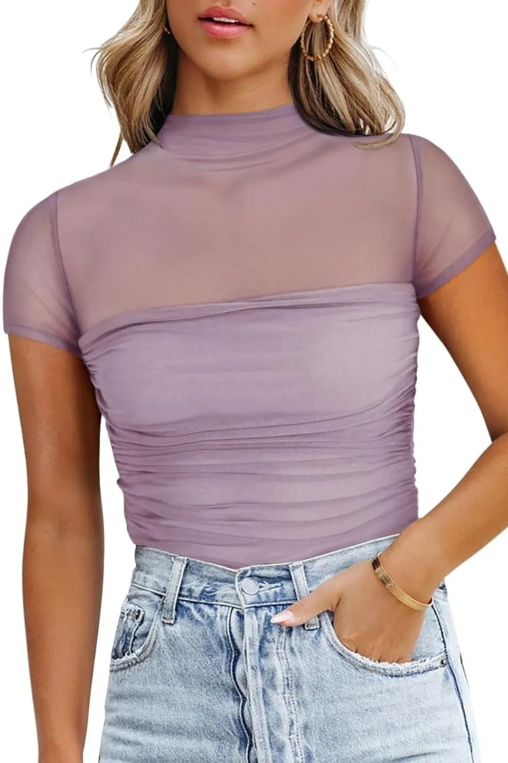 Mesh Short Sleeve Top *Multiple Color Options*