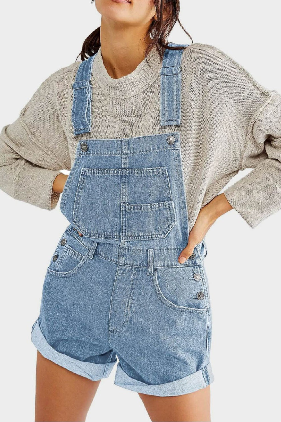 Wide Strap Light Wash Denim Overalls