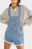 Wide Strap Light Wash Denim Overalls