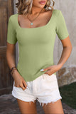 Square Neck Short Sleeve Sweater