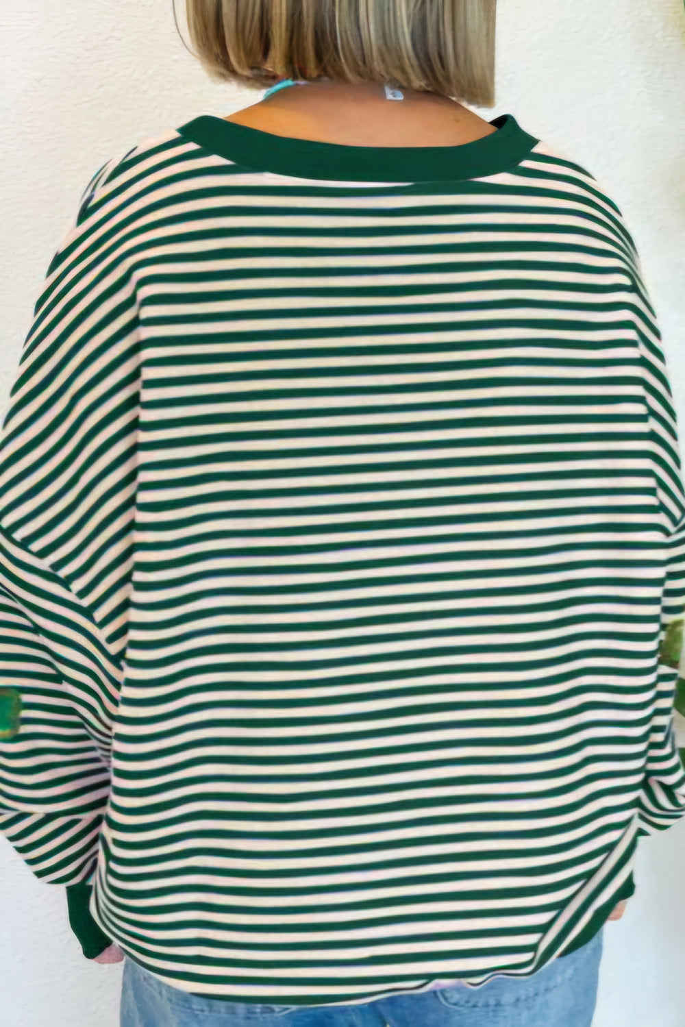 Striped Clover Drop Shoulder Sweatshirt