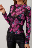 Floral Mock Neck Long Sleeve Top