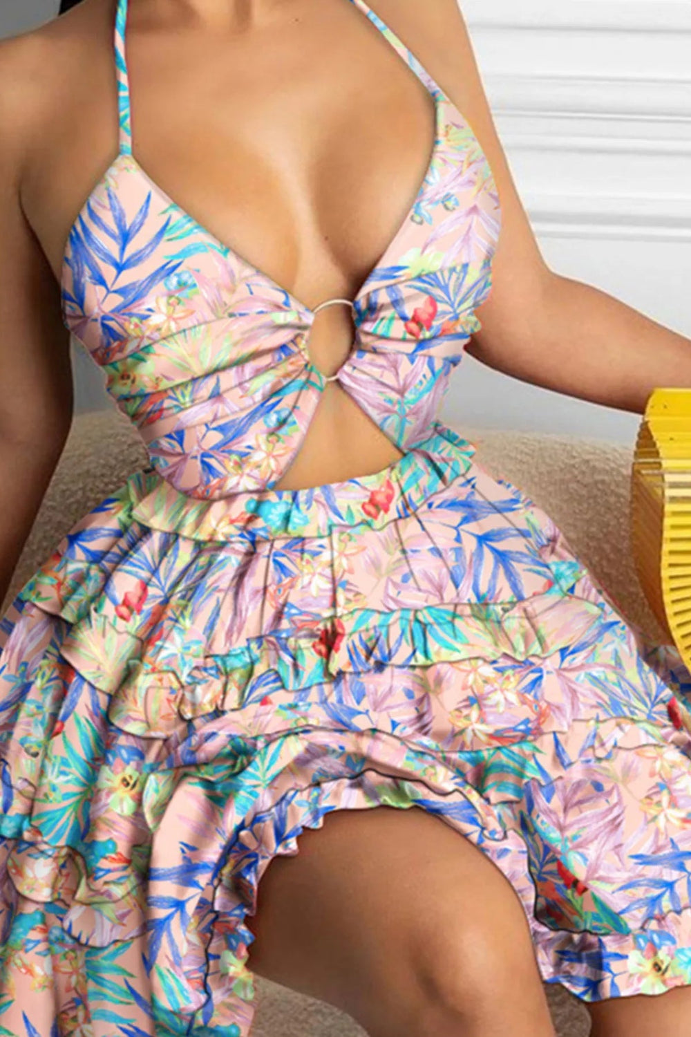 Cutout Halter Neck Cami Dress