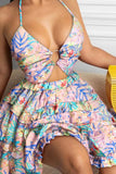 Cutout Halter Neck Cami Dress