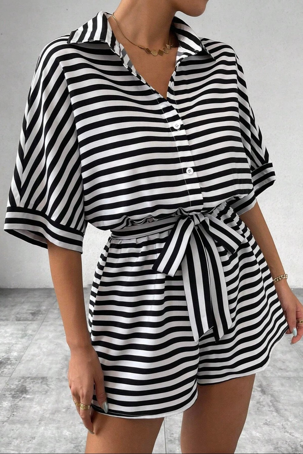 Tie Waist Striped Romper *Multiple Color Options*