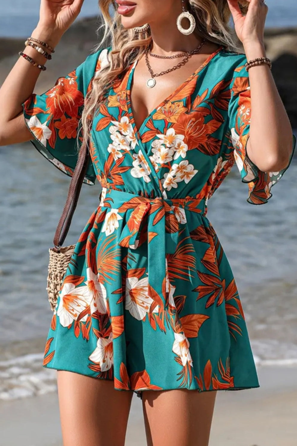 Printed Tie Waist Romper *Multiple Color Options*