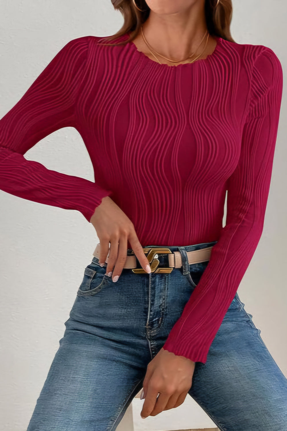 Textured Round Neck Top *Multiple Color Options*