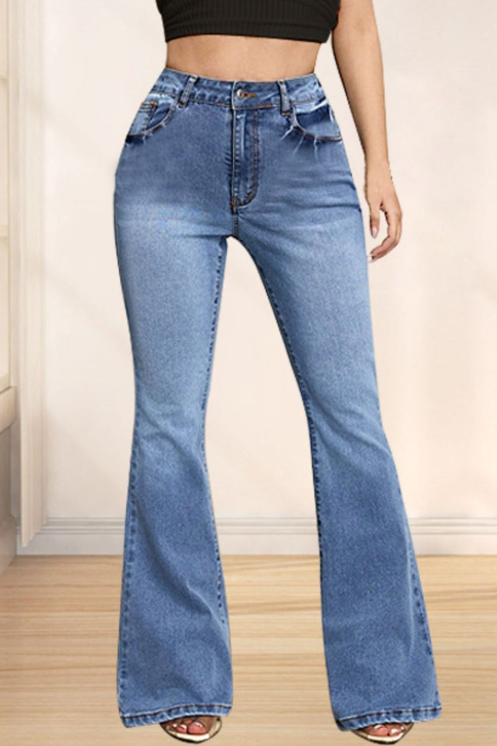 Bow Back Detail Flare Jeans