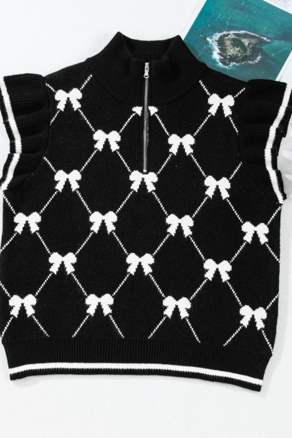 Bow Half Zip Sweater Vest *Multiple Color Options*