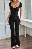 Lace Detail Cap Sleeve Jumpsuit