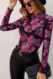 Floral Mock Neck Long Sleeve Top