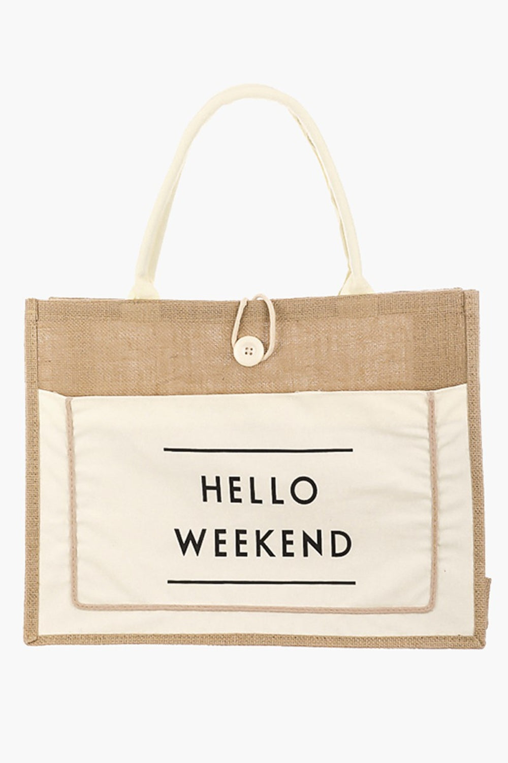 Hello Weekend Burlap Tote Bag *Multiple Color Options*