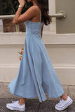 Smocked Sweetheart Neck Midi Dress