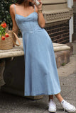 Smocked Sweetheart Neck Midi Dress