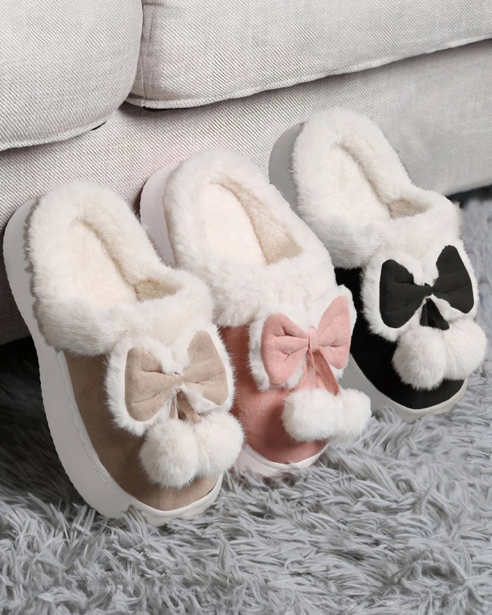 Bow Babe Faux Suede Slippers