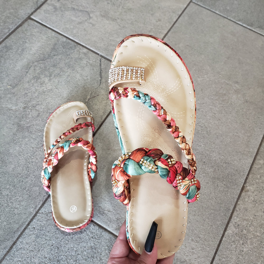 The Genevieve Braided Rhinestone Sandal