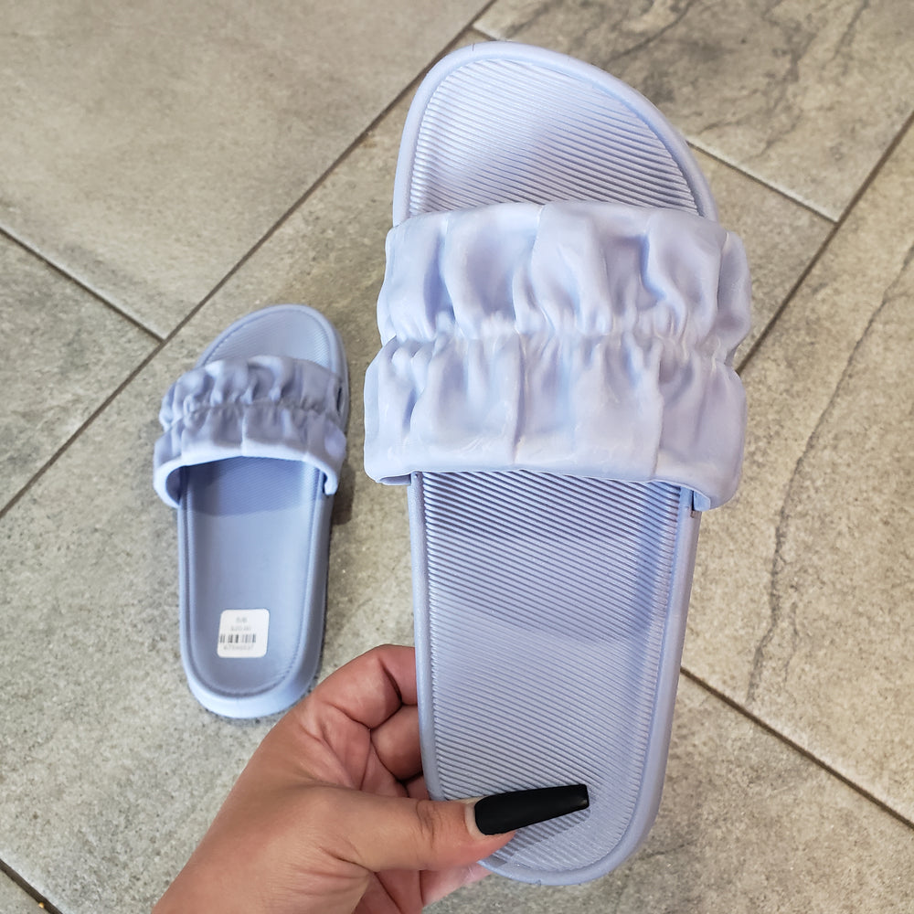 Blue Haze Ruffle Slide