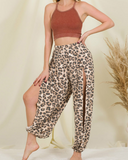 Leopard Side Split Harem Pants