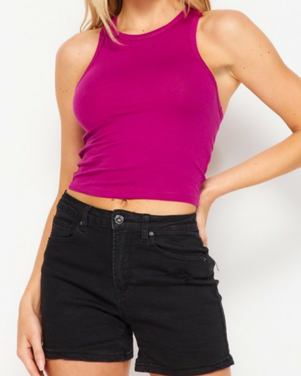 Raspberry Kiss Cropped Racer Back Tank