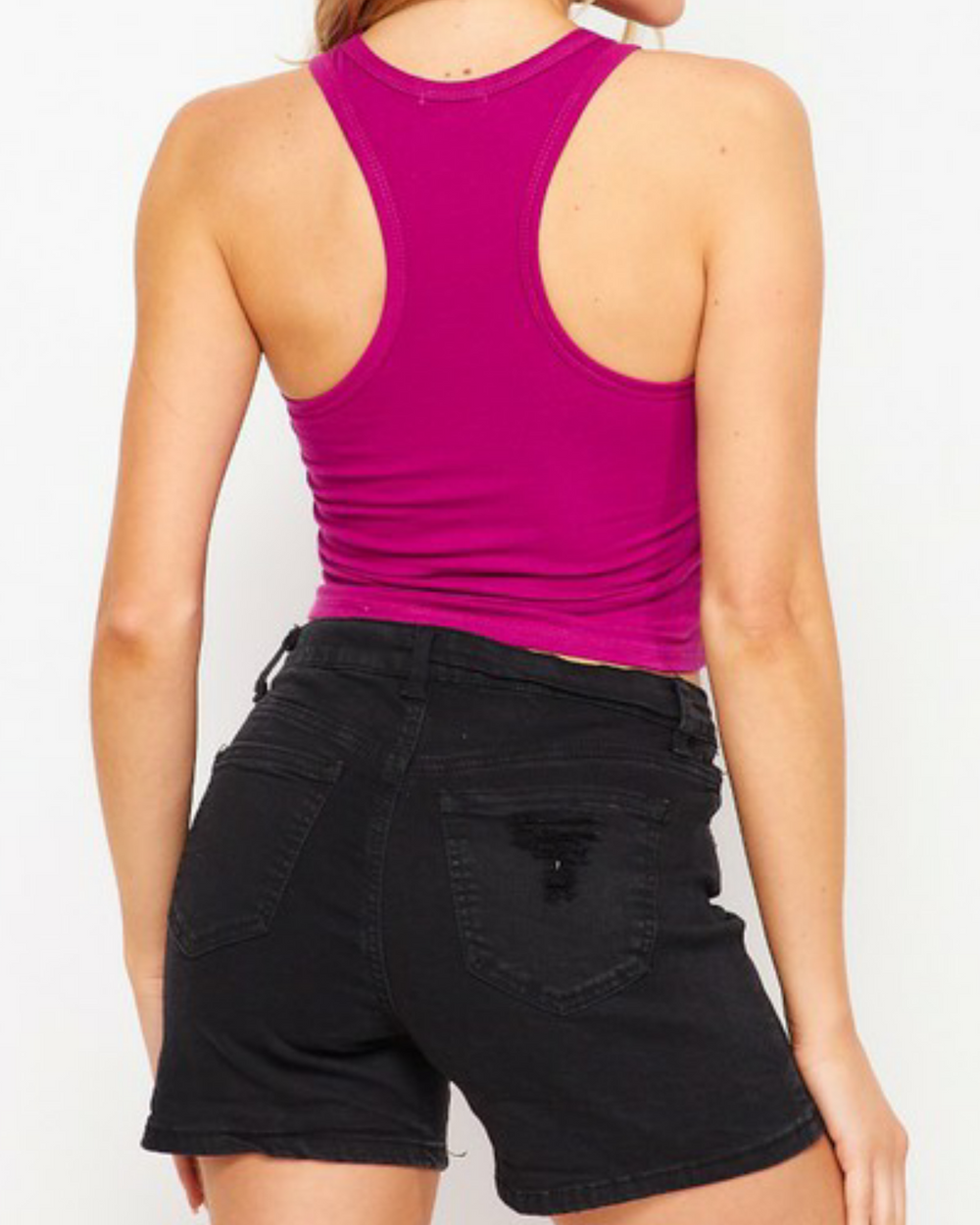 Raspberry Kiss Cropped Racer Back Tank