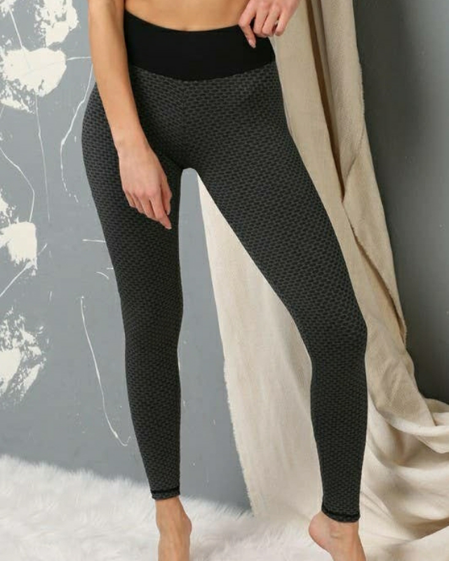 Awww...Push It... Textured Two Tone Push Up Leggings