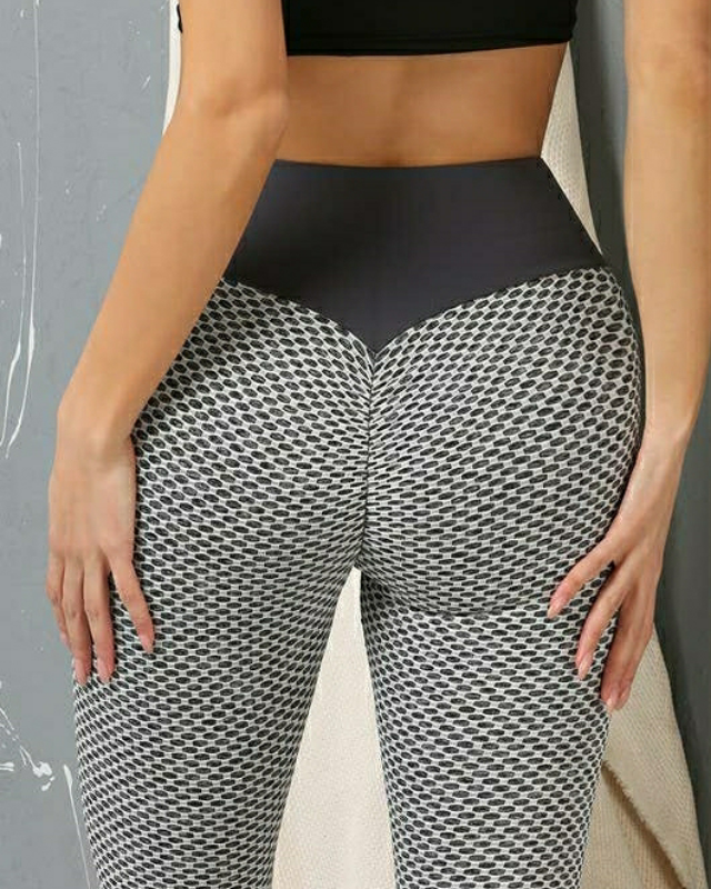 Awww...Push It... Textured Two Tone Push Up Leggings