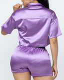 Lavender Goddess Satin Lounge Set