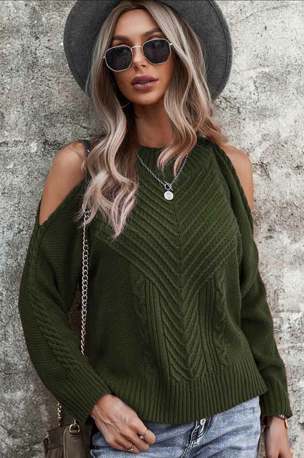 Give 'Em The Cold Shoulder Sweater